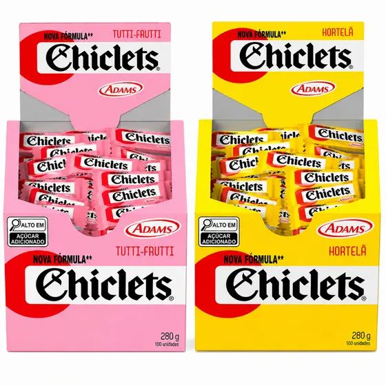 Caixa Chiclete Chiclets C/100 Unidades Adams Goma de Mascar