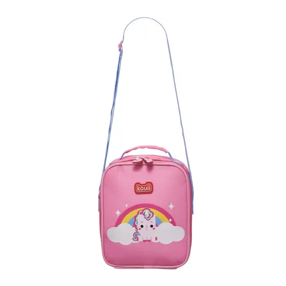 Lancheira Infantil Térmica Unicórnio Rosa Escolar Alça Ajustável Resistente Compacta Porta Lanche