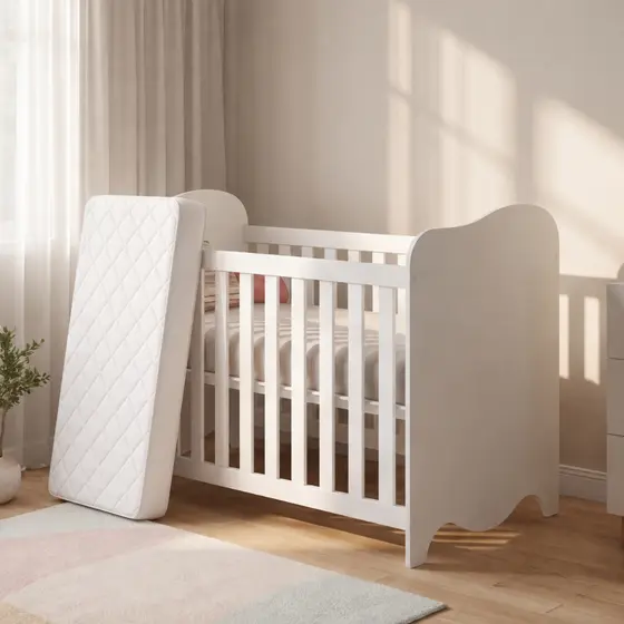 Berço Mini Cama 3 em 1 Moderno Infantil Design Com Colchão e Grade De Proteção Funcional Luxo