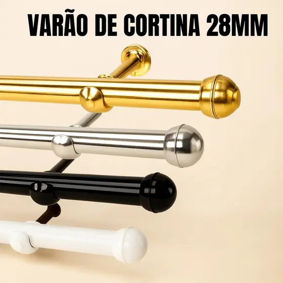 Varão Para Cortina 2,00 Metros 28mm Grosso Para Sala Cozinha Escritório- Reforçado Aço Ferro