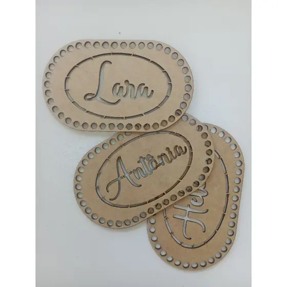 Base Oval personalizada com Nome em MDF crú diversos tamanhos