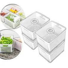 Organizador Geladeira 3,8 Litros Multiuso Acrílico Cozinha Conserva Legumes Verduras Frutas Promoção