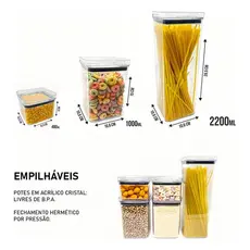 Escolha seu Pote Hermético Quadrado Acrílico Mantimentos Organiza Cozinha