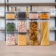 10 Potes Herméticos em Acrílico Cristal Porta Mantimentos para Cozinha Empilhável Organizador  Amobox