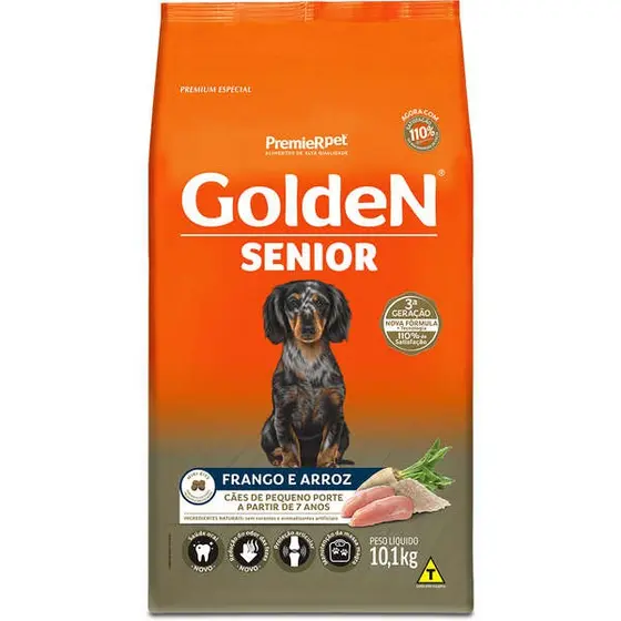 Ração Golden Sênior Mini Bits Cães Pequeno Porte Frango E Arroz 10,1 kg