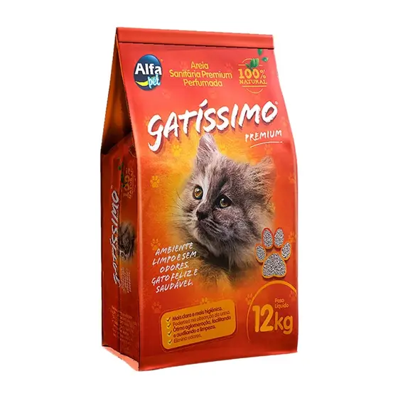 12 kg de Areia Higiênica Gatíssimo Premium Perfumada