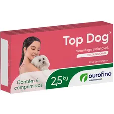 Vermífugo Top Dog Cães Até 2,5 Kg - 4 Comprimidos - Ourofino