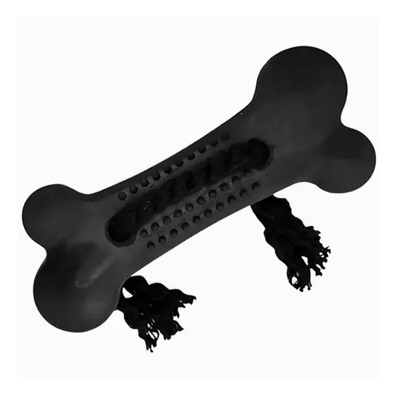 Osso Higiênico Com Corda Brinquedo Mordedor Dental BLACK Para Cães