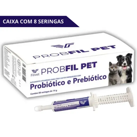 Probfil Pet Suplemento Para Cães E Gatos Caixa C/ 8 Seringas