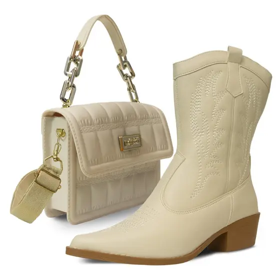 Kit Bolsa com Bota Texana Country Saltinho Confortavel Moda Atual Feminina Menina K10