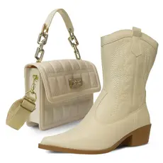 Kit Bolsa com Bota Texana Country Saltinho Confortavel Moda Atual Feminina Menina K10