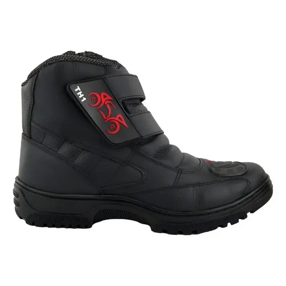 Bota De Motoqueiro De Couro Coturno Com Palmilha Gel Brinde