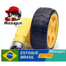 KIT Motor Dc 3~6v Com Redução Roda Pneu Robótica Compativel Arduino Carro robot Masugux Maker