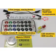 Kit Controle Remoto Receptor VS1838 Led Infravermelho Compatível Arduino Pic ESP32 e Raspberry