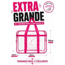 Sacola Bolsa Jumbo Multiuso Cristal PVC 0,20mm com reforço EXTRA Alças de Nylon - Maternidade Praia Uso institucional