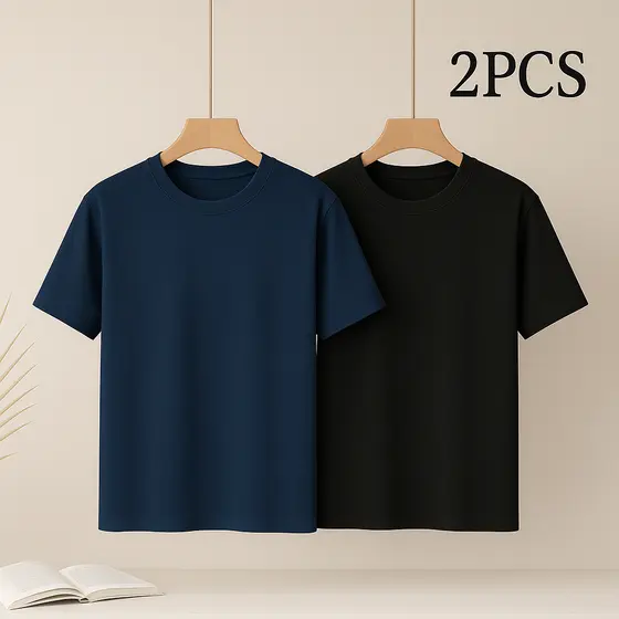 Kit 2 Camisas básica Estilo Conforto Casual Algodão 100%