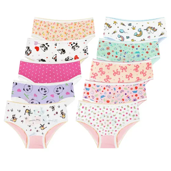 Calcinha Infantil Kit 10 Peças Estampada 100% Algodão DCP Kids