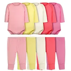 Body Bebê e Calça Mijão Kit 10 Peças Manga Longa Feminino Roupinha de Bebê Infantil