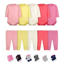 Body Bebê Calça Mijão e Meias Kit 16 Peças Manga Longa Feminino Roupinha de Bebê Infantil