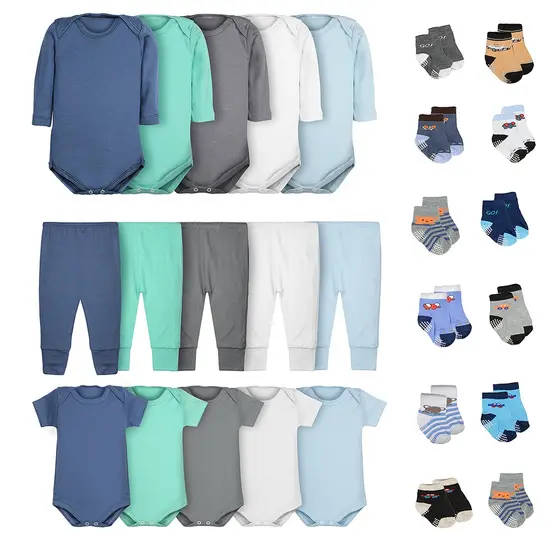 Body Bebê Calça Mijão e Meias Kit 27 Peças Masculino
