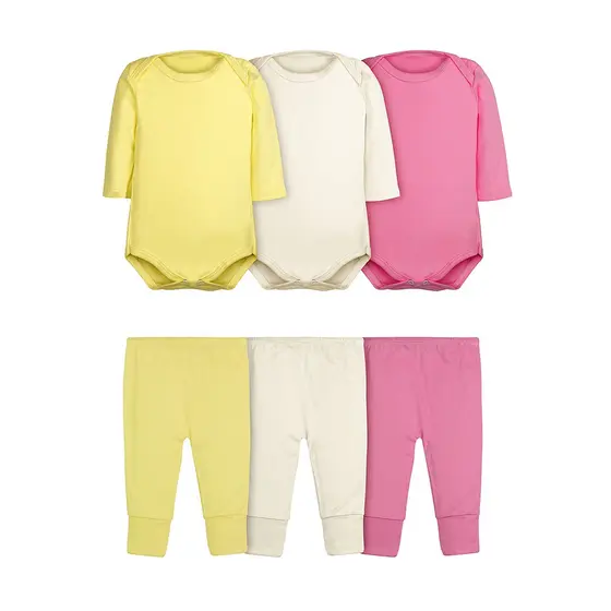 Body Bebê e Calça Mijão Kit 6 Peças Manga Longa Feminino Roupinha de Bebê