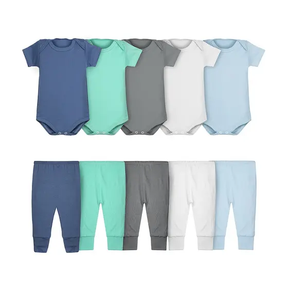 Body Bebê e Calça Mijão Kit 10 Peças Manga Curta Masculino Roupinha de Bebê
