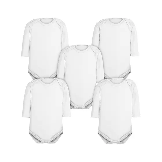 Body Bebê Branco Manga Longa Kit 5 Peças Roupinha de Bebê 100% Algodão