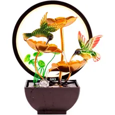 Fonte de água decorativa cascata queda d'agua com led ring light pequena relaxante feng shui