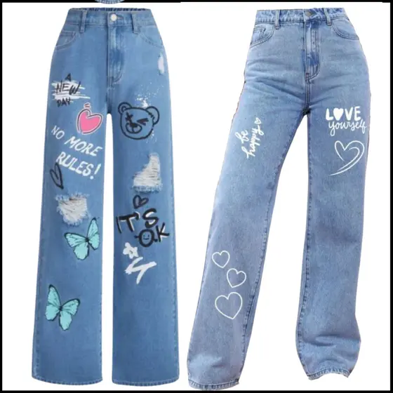 kit 2 Calça wide leg jeans pantalona infantil juvenil