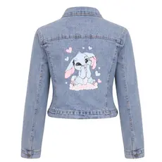 Jaqueta Jeans Infantil Menina Marmorizada – Blusa de Frio Juvenil Fashion 10 ao 16