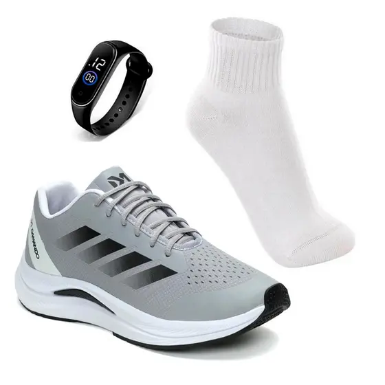 Kit Tênis Masculino Leve + Meia + Relógio