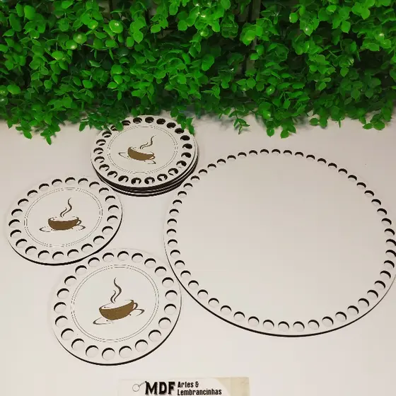 Kit de bases em mdf branco para mesa posta de café fio de malha