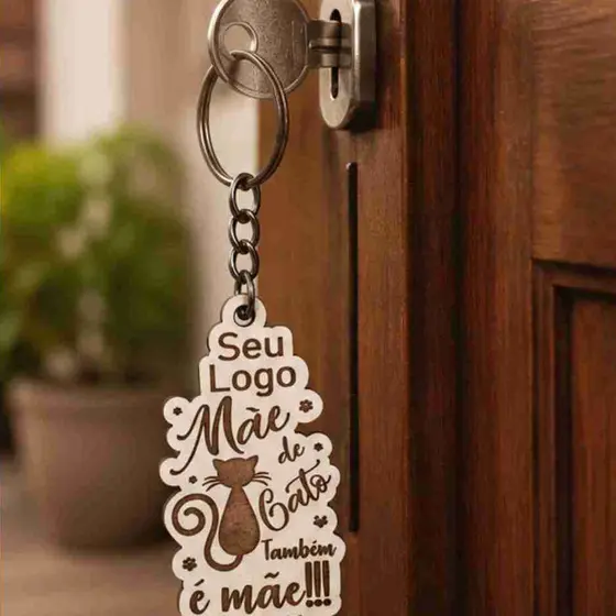 Kit 50, 100 Chaveiros Mãe De Gato personalizado com logo