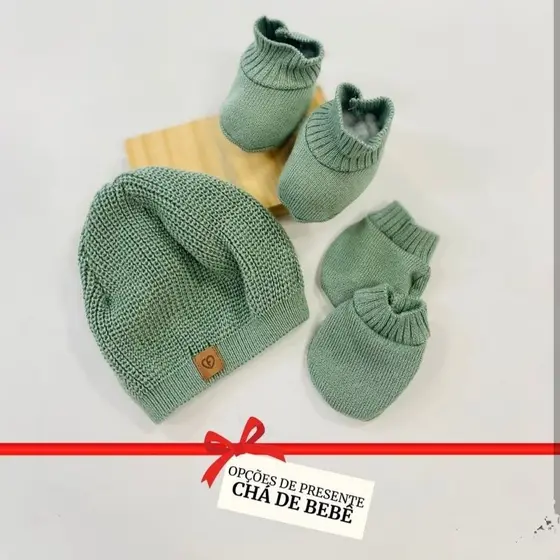 Kit bebê tricô touca luva e sapatinho - kit maternidade
