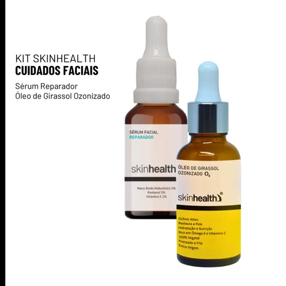 Kit Sérum Reparador Ácido Hialurônico 30ml + Óleo de Girassol Ozonizado 30ml - Hidratação Profunda Beleza Transformadora