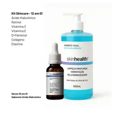 Kit Skincare - 12 em 1 - Retinol, Hialurônico, Vitamina C - Sabonete Facial e Sérum Facial
