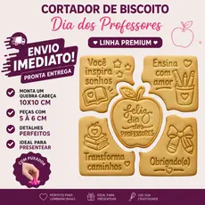 Kit Cortador Marcador Dia dos Professores Quebra Cabeça 5 Peças Biscoito Cookie Box Conjunto 10cm