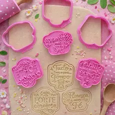 Kit Cortador e Carimbo Biscoito 3D Mulher Virtuosa Dia das Mães Confeitaria Decorativa 6cm