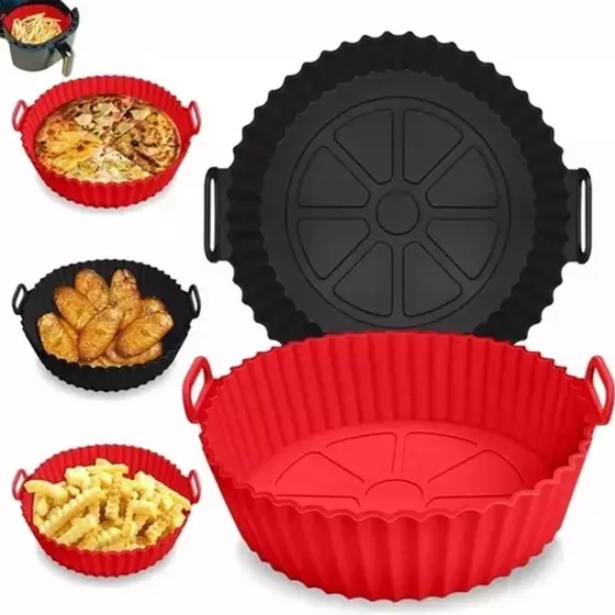 Forma de Silicone Assadeira Air Fryer e Forno Forma para Fritadeira Elétrica com Alça