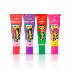 Kit 04 Hidratante Labial Cheirinho de Chiclete Não Gruda Efeito Gloss Beautyloo Face Beautiful 10g