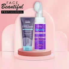 Kit Skin Care Sabonete Esfoliante Facial Mousse Espumante Face Beautiful