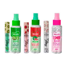 Kit Body Splash Corporal Gloss Labial com Cheirinho de Fruta Face Beautiful
