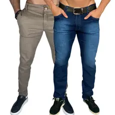 KIT COM DUAS CALÇAS SARJA  CHINO CÁQUI E JEANS ESCURA BOLSOS LINDOS E ÓTIMO ACABAMENTO