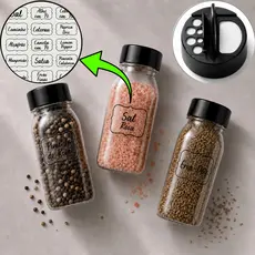 Kit Potes 120/200/300ml de Tempero para Cozinha + 25x Etiquetas Tempero 3D com Envio Rápido