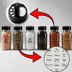 Kit Potes Tempero 200ml Reforçado + Adesivos Tempero | Envio Imediato