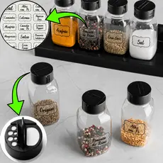 Kit Potes Tempero 120ML, 200ML ou 300ML para Cozinha + Cartela com 25 Etiquetas | Envio Imediato