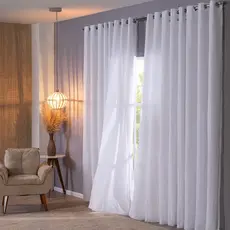Cortina Voil com Forro Microfibra 6m x 2,70 Altura p/ Varão 3m Sala Quarto