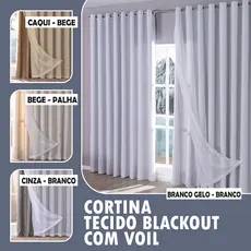 Cortina Blackout Com Voil 8,00m x 2.70m alt. Decoração Quarto Sala