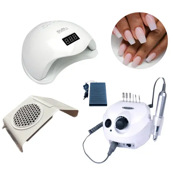 Kit Alongamento Unha Gel Acrigel Manicure Cabine Motor e Coletor de Pó