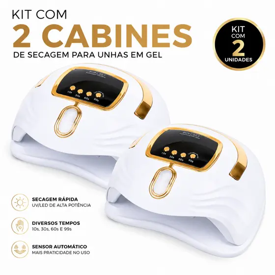 KIT 2 Cabines Sun S5 57 Leds 268W de Potência Para Secagem Unhas de Gel